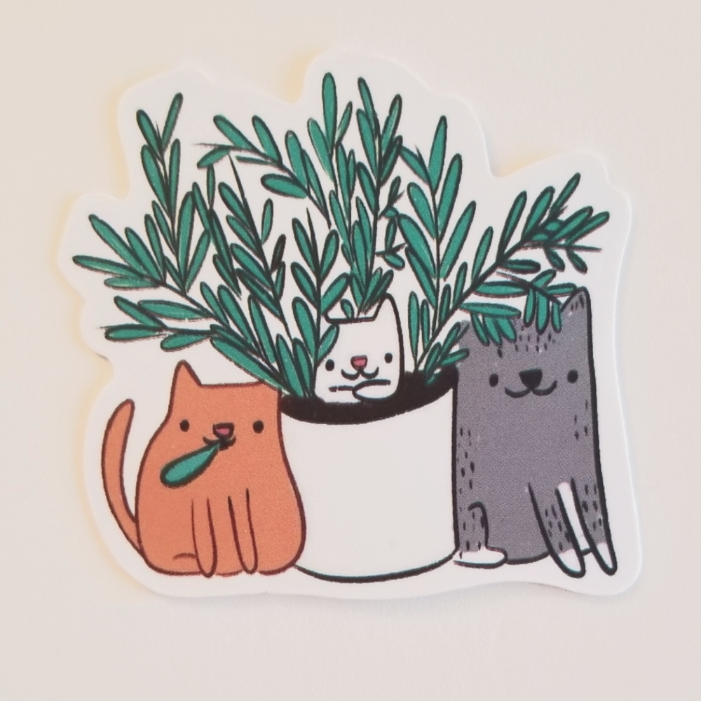 10/$10 Cats Eating Plant Sticker